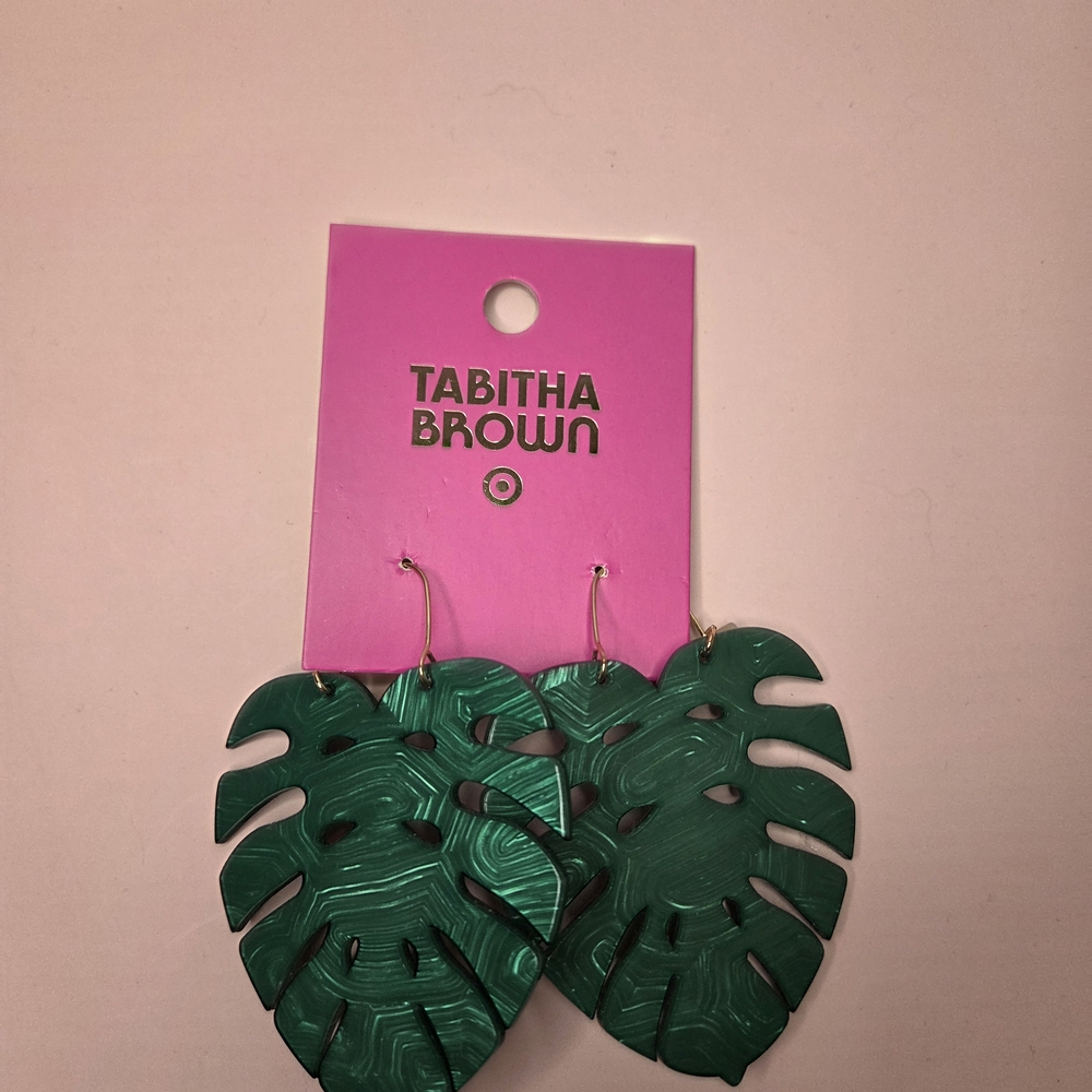 Tabitha Brown Green Leaf Earrings